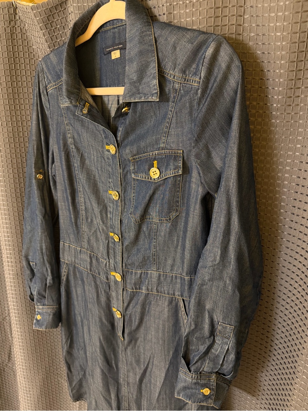 Tommy Hilfiger Denim Shirt Dress with Gold Buttons
